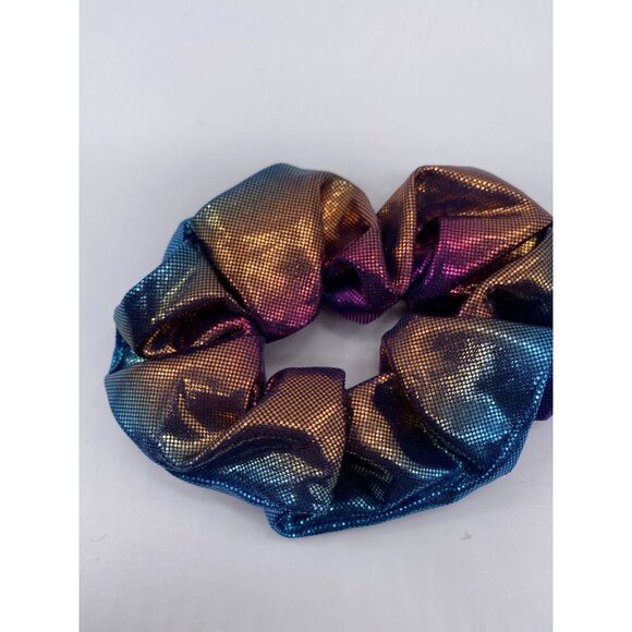 Hues Hair Scrunchie Shiny Multicolor Cloth Fabric 2 Pcs Women's Girls Elastic - Picture 3 of 10